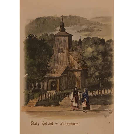 Pocztówka Stary Kościół w Zakopanem ok. 1910 r.
