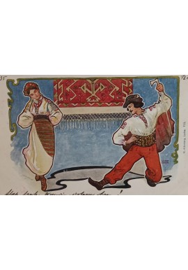 Pocztówka Typy swojskie VII stroje Huculskie ok. 1900 r.
