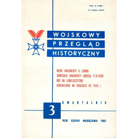 Wojskowy Przegląd Historyczny 3 Rok XXXVIII Warszawa 1993 Praca zbiorowa