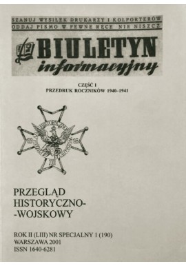 Przegląd historyczno-wojskowy Kwartalnik Rok II (LIII) Nr Specjalny 1 Warszawa 2001 Praca zbiorowa