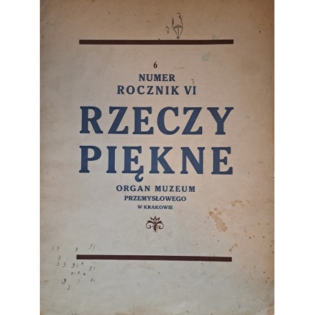Rzeczy piękne nr 6 rocznik VI Kazimierz Witkiewicz (red.) 1927 r.