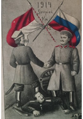 Pocztówka propagandowa sojusz polsko rosyjski 1914 r.