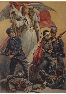 Pocztówka patriotyczna Już Ją widzieli idącą żołnierze 1917 r.