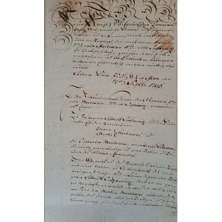 Rękopis miasto Gniew Mewe 12 sierpnia 1796 r.