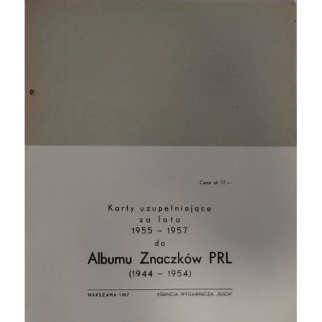 Karty uzupełniające do Albumu Znaczków PRL za lata 1955 - 1957