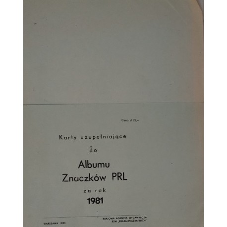 Karty uzupełniające do Albumu Znaczków PRL za rok 1981