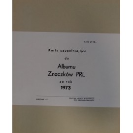 Karty uzupełniające do Albumu Znaczków PRL za rok 1973