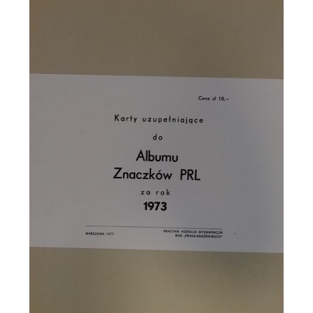 Karty uzupełniające do Albumu Znaczków PRL za rok 1973