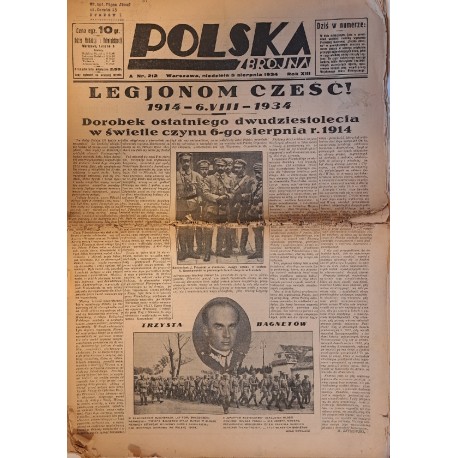 Polska zbrojna 5 sierpnia 1934 r. nr 212 + dodatek "Tygodnik Ilustrowany" nr 34