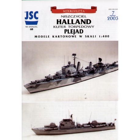 Model kartonowy JSC nr 68 Niszczyciel Halland Kuter torpedowy Plejad