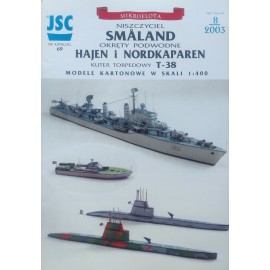 Model kartonowy JSC nr 69 Niszczyciel Smaland Okręty podwodne Hajen i Nordkaparen