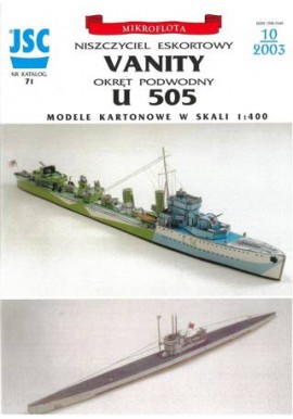 Model kartonowy JSC nr 71 Niszczyciel eskortowy Vanity Okręt podwodny U 505