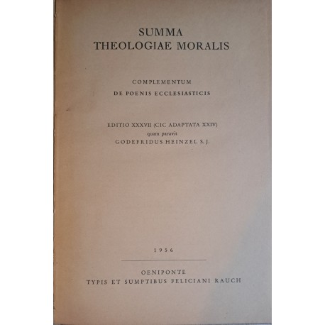 [EX LIBRIS STEFANA WYSZYŃSKIEGO] HEINZEL Godefridus - Summa Theologiae Moralis Complementum De Poenis Ecclesiasticis 1956