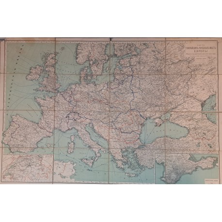 MAPA głównych miejsc leczniczych w Europie Карта главнейших лечебных мест Европы ROSJA [1890]