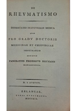 [REUMATYZM] HOFMANN - De Rheumatismo 1809