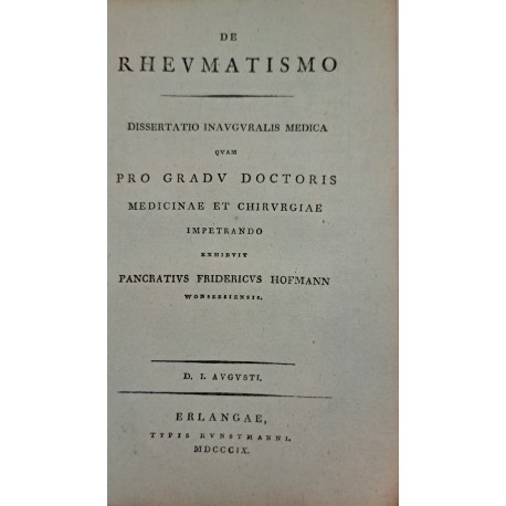 [REUMATYZM] HOFMANN - De Rheumatismo 1809