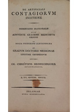 [SZCZEPIENIA, SZTUCZNA INOKULACJA] HEINRICHMAYER - De artificiali contagiorum insitione 1802