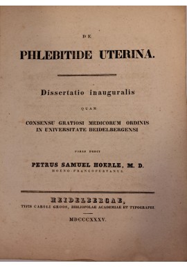 [ZAPALENIE ŻYŁ MACICY] HOERLE - De Philrbitide uterina 1835