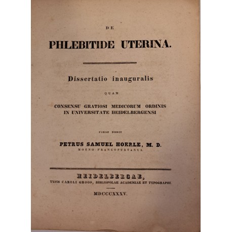 [ZAPALENIE ŻYŁ MACICY] HOERLE - De Philrbitide uterina 1835