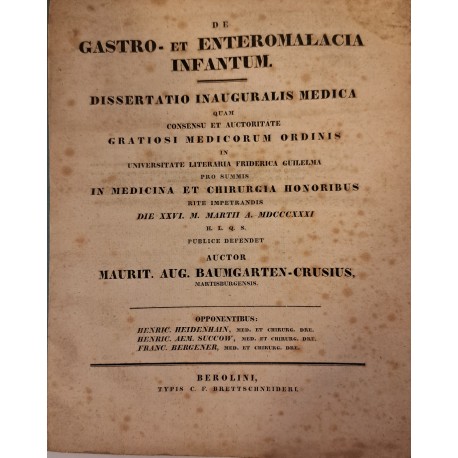 [GASTROLOGIA DZIECIĘCA] - BAUMGARTEN-CRUSIUS De gastro et enteromalacia infantum 1831