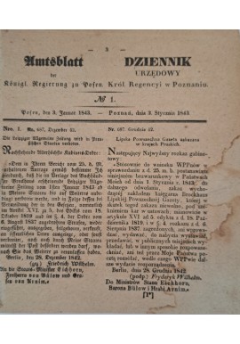 DZIENNIK URZĘDOWY Królewskiej Regencyi w Poznaniu 1843