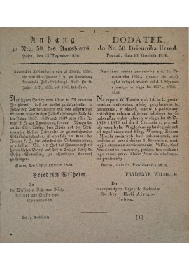 DODATEK do nr. 50 Dziennika Urzędowego Królewskiej Regencyi w Poznaniu 1836