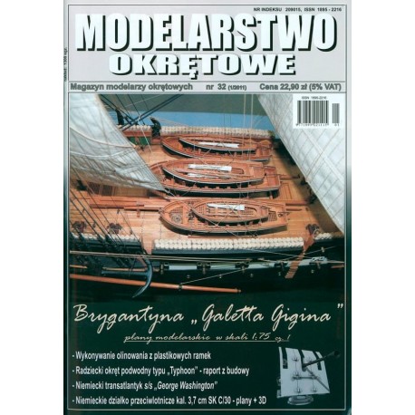Modelarstwo Okrętowe nr 1/2011 Brygantyna "Galetta Gigina" plany modelarskie w skali 1:75 cz.1 Praca zbiorowa