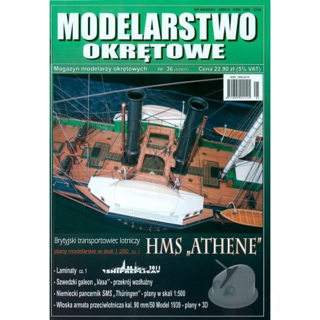 Modelarstwo Okrętowe nr 5/2011 Brytyjski transportowiec lotniczy HMS "ATHENE" plany w skali 1:200 cz.1 Praca zbiorowa