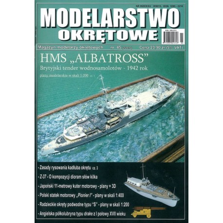 Modelarstwo Okrętowe nr 2/2013 HMS "ALBATROSS" Brytyjski tender wodnosamolotów - 1942 rok plany 1:200 cz. 1 Praca zbiorowa