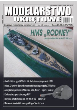 Modelarstwo Okrętowe nr 5/2013 HMS "RODNEY" plany modelarskie w skali 1:300 cz. 1 Praca zbiorowa